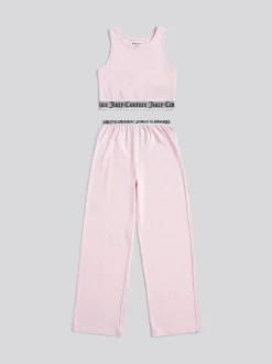 Rose - Juicy Couture élastique Lounge Manches courtes Raccourci Gilet et Pyjamas Ample