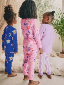 Rose / Lilas Fleuri - Lot de 3 pyjamas confortables (9mois à10ans)