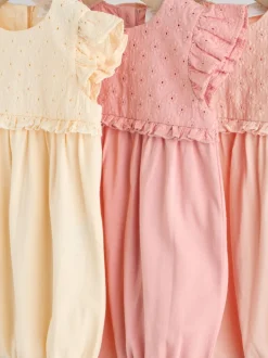 Rose - Lot de 3 barboteuses imprimées bébé