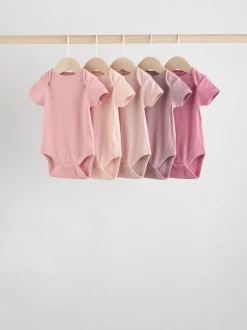 Rose - Lot de 5 bodies bébé à manches courtes