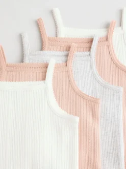 Rose - Lot de 5 bodys débardeurs en maille pointelle pour bébé