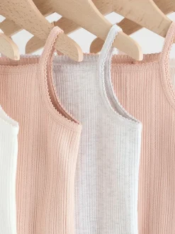 Rose - Lot de 5 bodys débardeurs en maille pointelle pour bébé