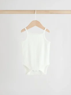 Rose - Lot de 5 bodys débardeurs en maille pointelle pour bébé