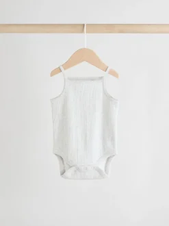 Rose - Lot de 5 bodys débardeurs en maille pointelle pour bébé