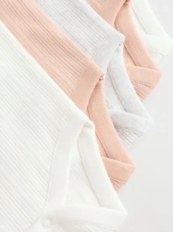 Rose - Lot de 5 bodys débardeurs en maille pointelle pour bébé