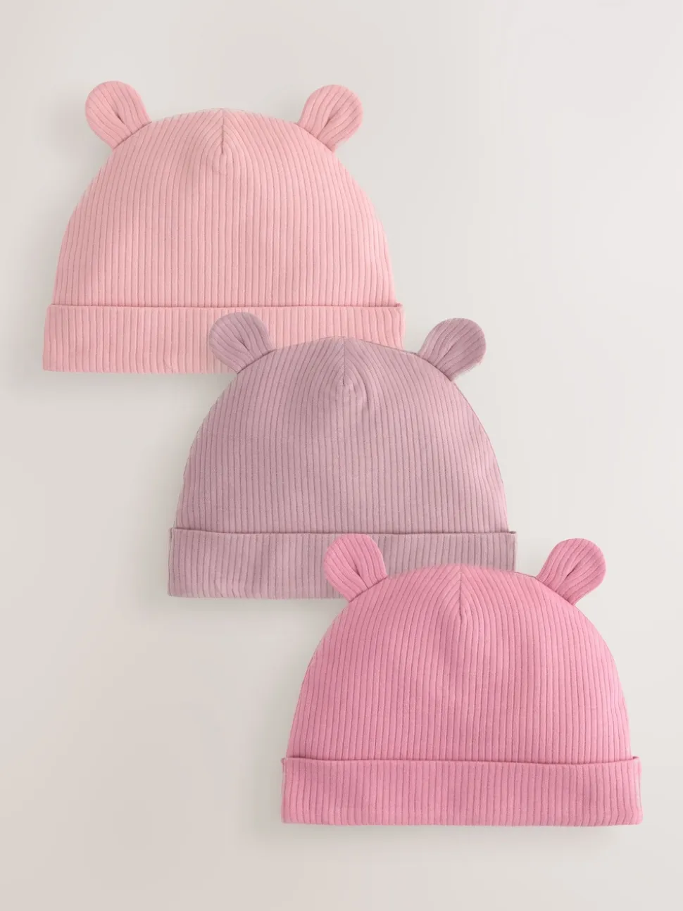 Rose - Lot de 3 bonnets bébé (0-18mois)