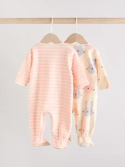 Rose - Lot de 2 dors-bien bébé en micro polaire avec fermeture éclair bidirectionnelle