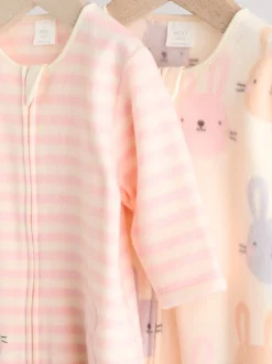 Rose - Lot de 2 dors-bien bébé en micro polaire avec fermeture éclair bidirectionnelle