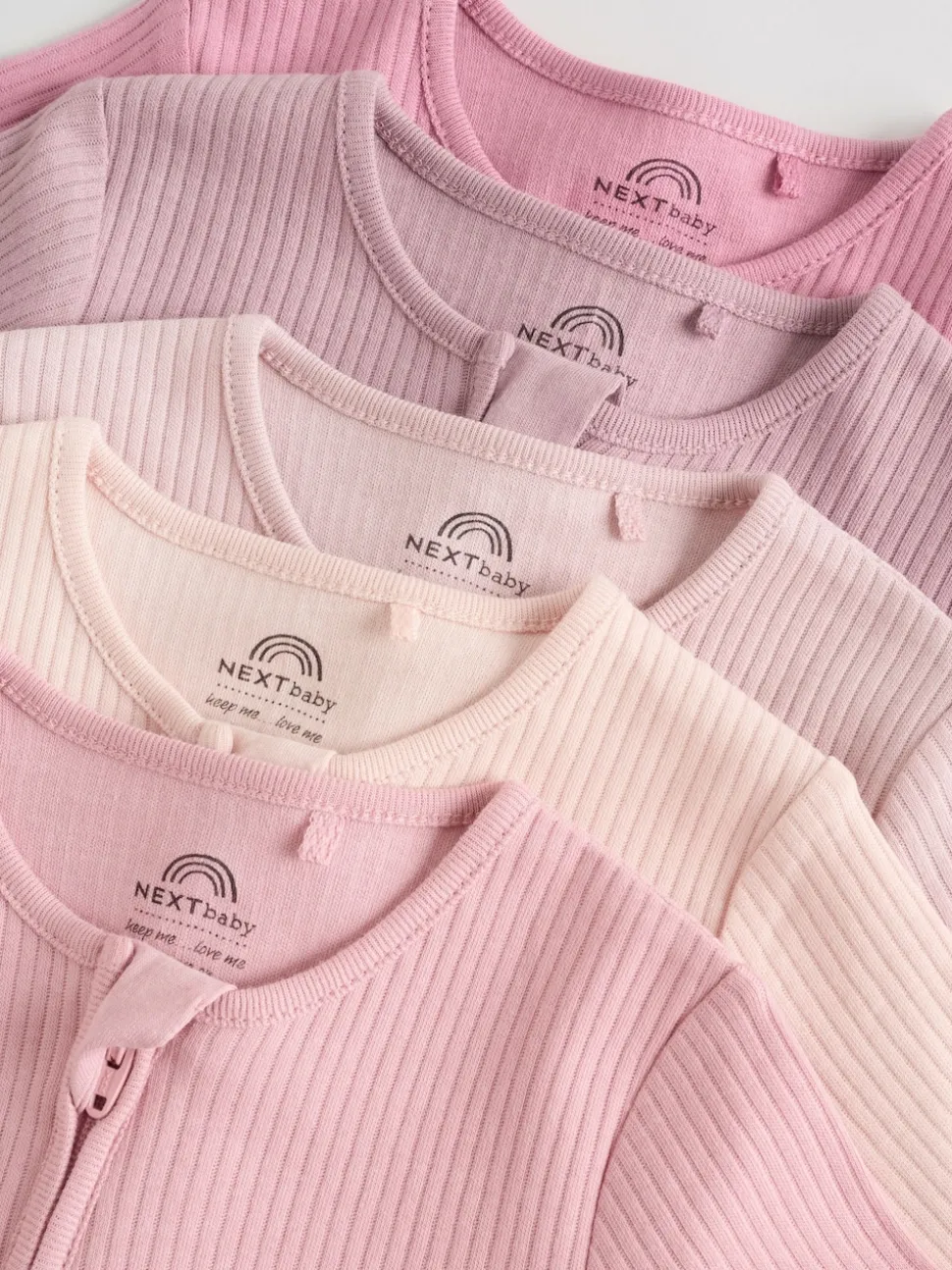 Rose - Lot de 5 dors-bien sans pieds zippés pour bébé (0mois3ans)