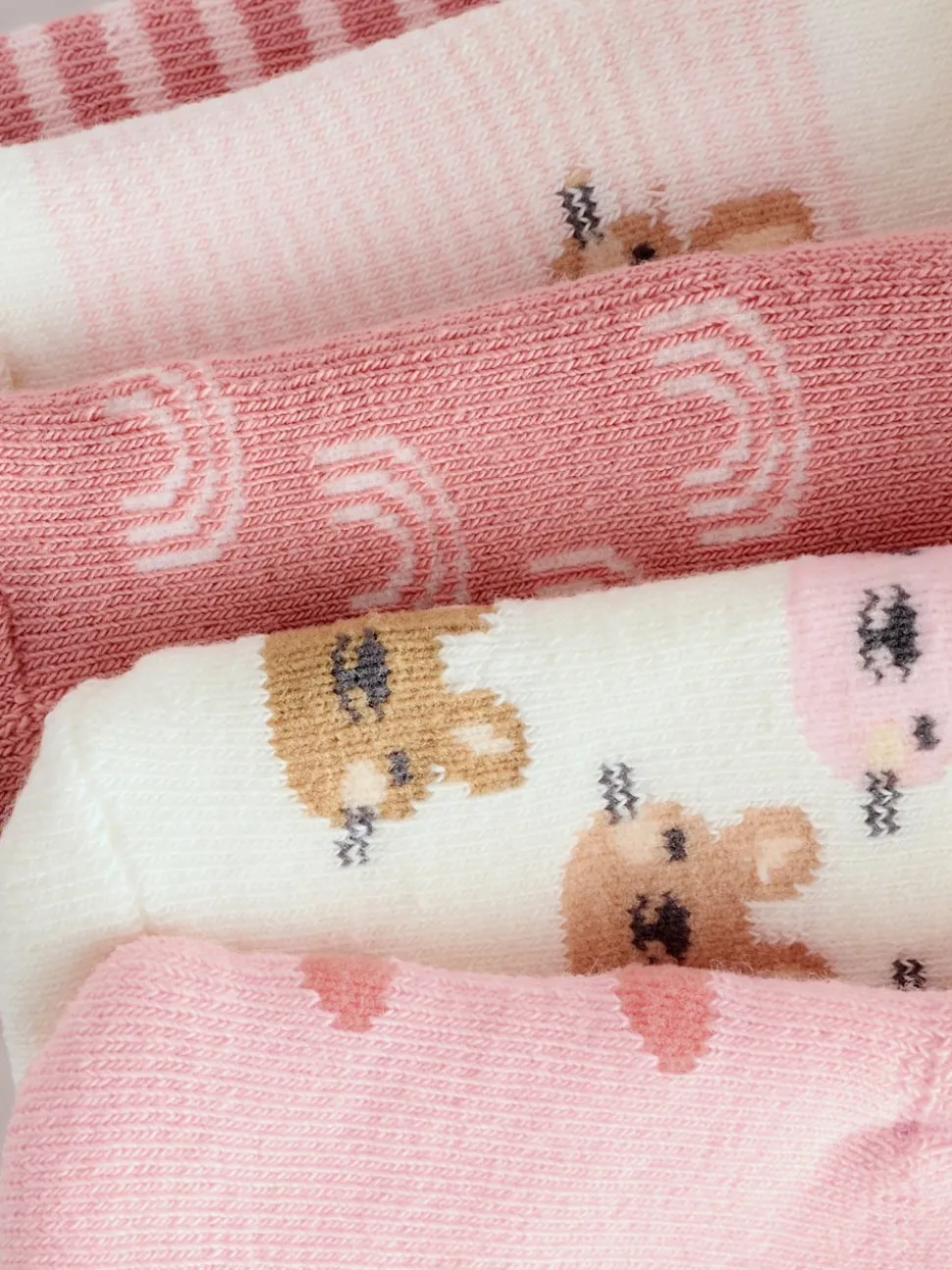 Rose - Lot de 5 paires de chaussettes en éponge roulées bébé (0 mois à 2 ans)
