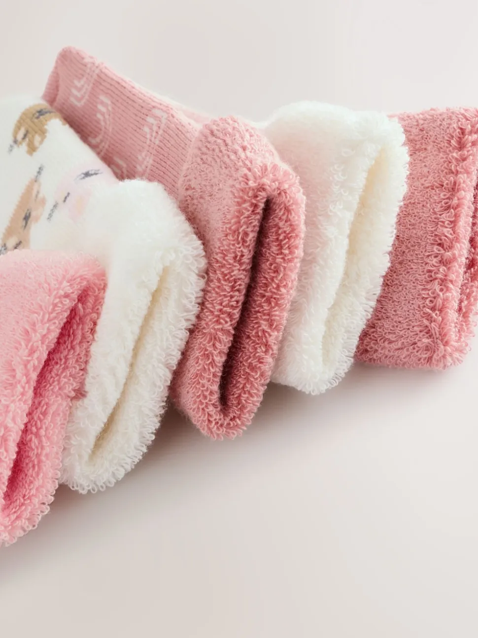 Rose - Lot de 5 paires de chaussettes en éponge roulées bébé (0 mois à 2 ans)