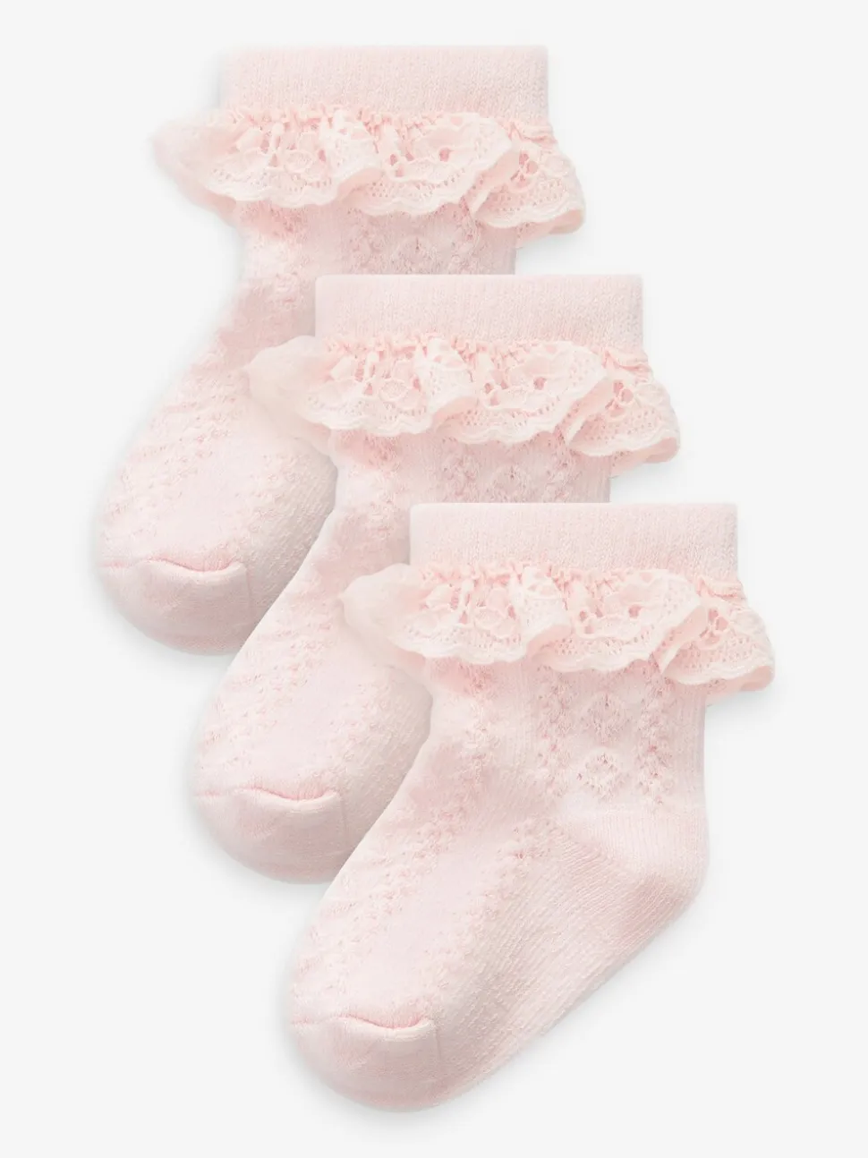 Rose - Lot de 3 paires de chaussettes bébé en dentelle