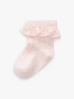 Rose - Lot de 3 paires de chaussettes bébé en dentelle