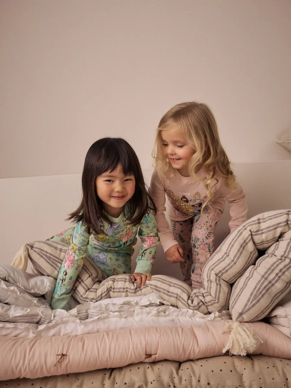 Rose - Lot de 2 pyjamas Snuggle à manches longues princesse Disney 100 % coton (9mois-10ans)