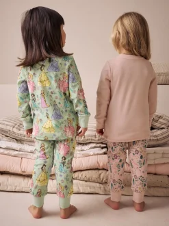 Rose - Lot de 2 pyjamas Snuggle à manches longues princesse Disney 100 % coton (9mois-10ans)