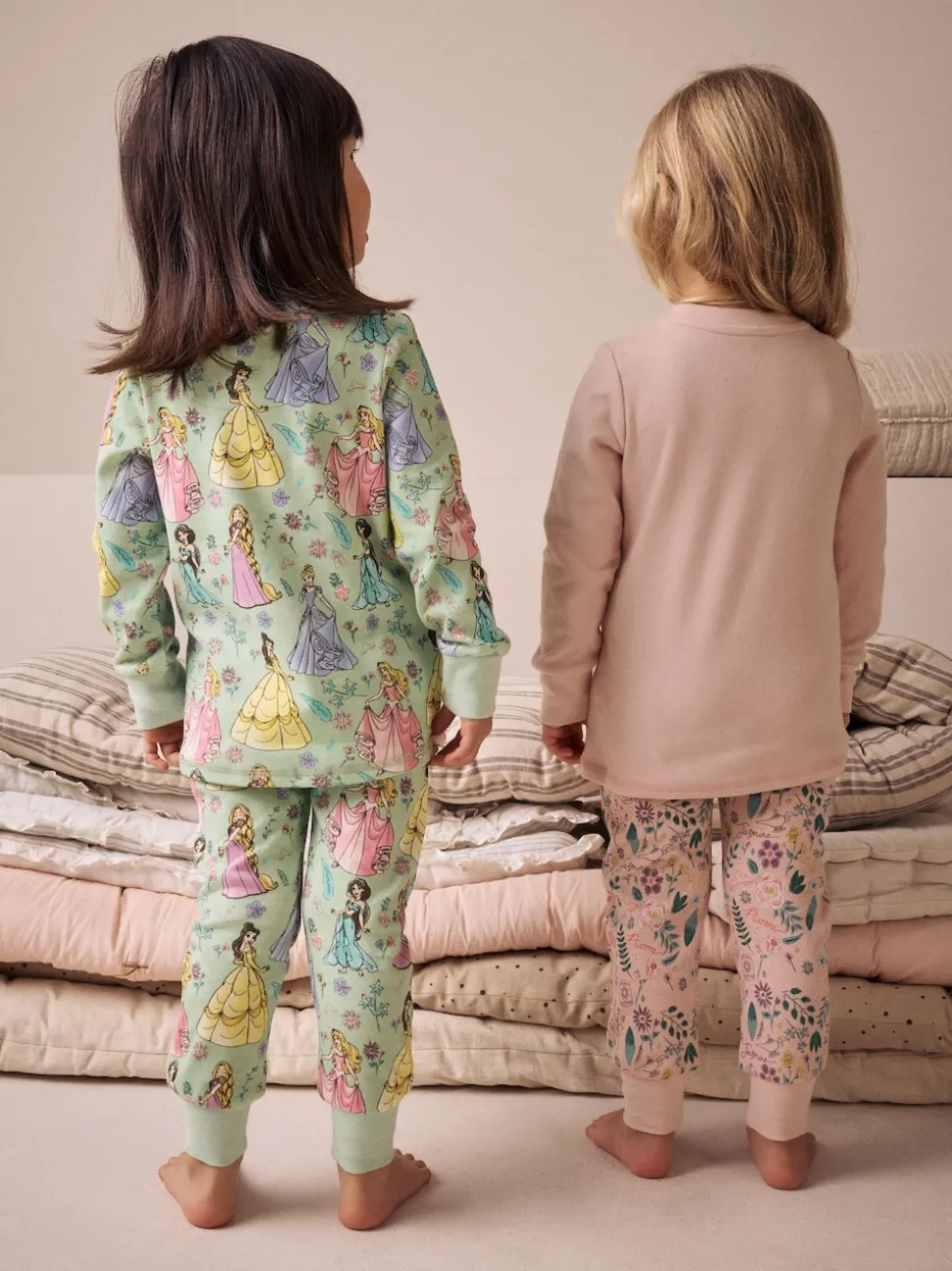 Rose - Lot de 2 pyjamas Snuggle à manches longues princesse Disney 100 % coton (9mois-10ans)
