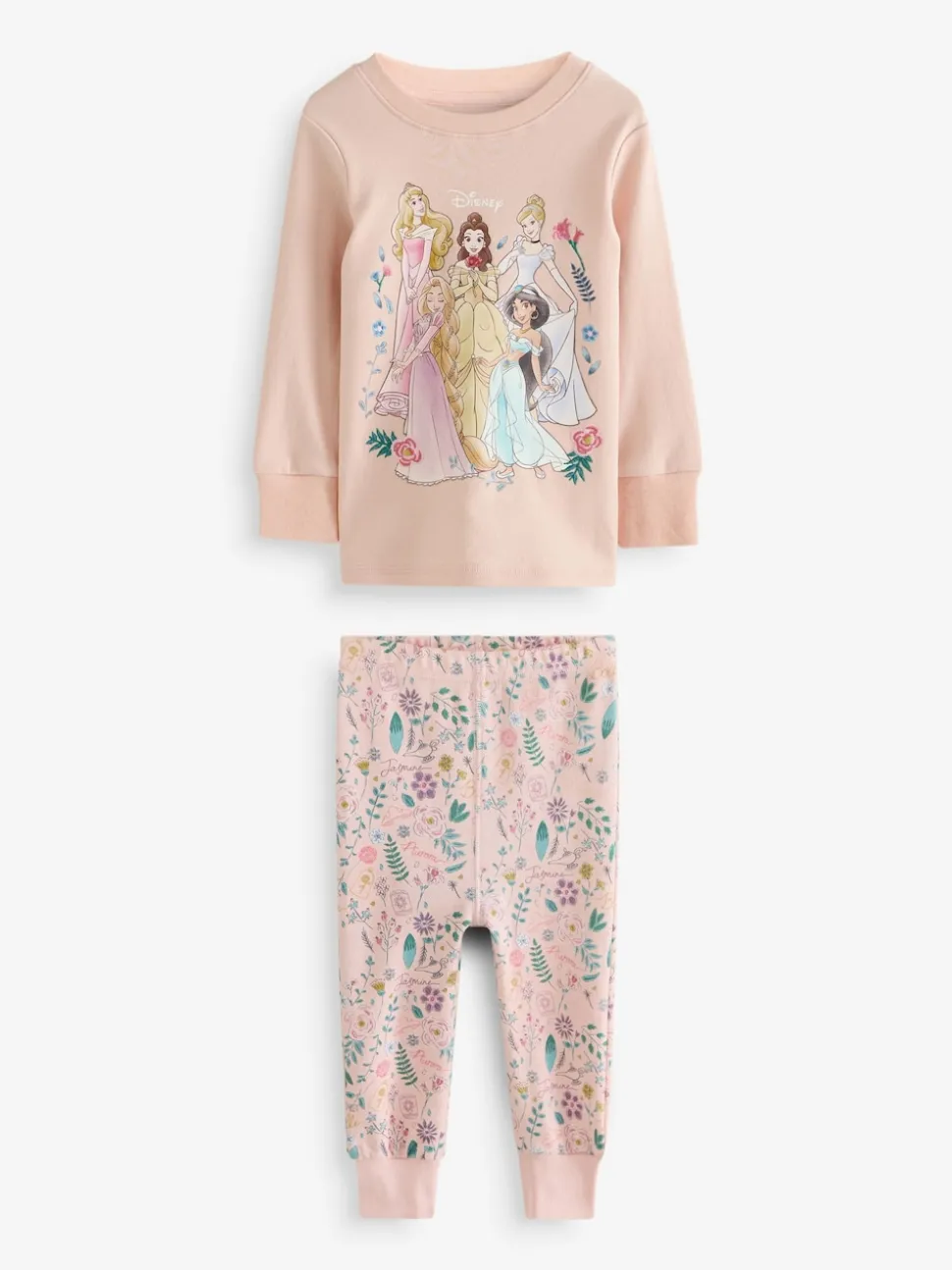 Rose - Lot de 2 pyjamas Snuggle à manches longues princesse Disney 100 % coton (9mois-10ans)