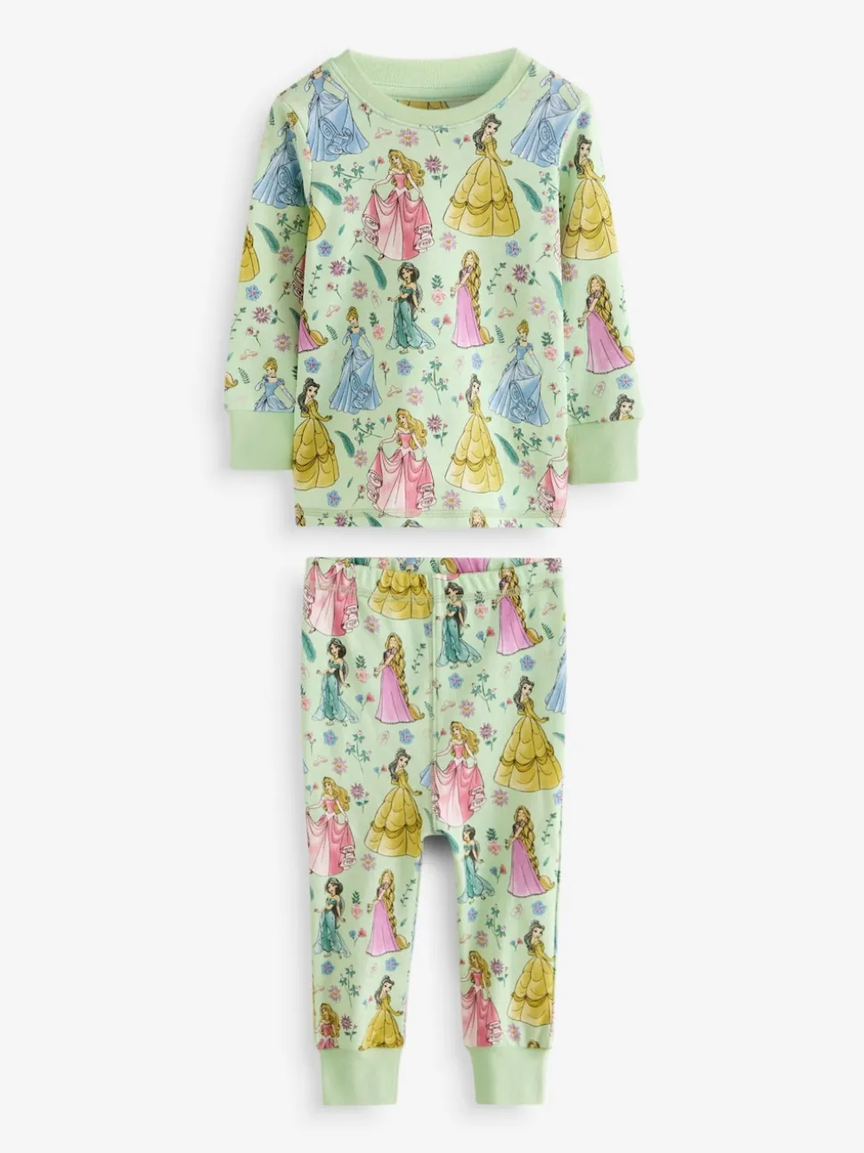 Rose - Lot de 2 pyjamas Snuggle à manches longues princesse Disney 100 % coton (9mois-10ans)