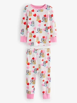 Rose - Lot de 2 pyjamas Snuggle à manches longues Bluey 100 % coton(12mois -8ans)