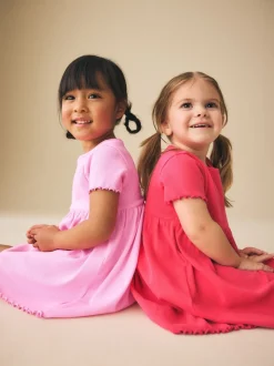 Rose - Lot de 2 robes côtelées à manches courtes (3mois7ans)