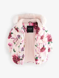 Rose - Manteau Baker by Ted Baker à ourlet boule résistant à la douche