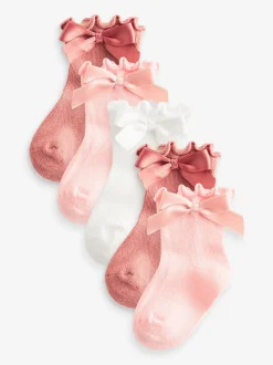 Rose - Nœud Bébé Chaussettes 5 Lot (0mths-2yrs)