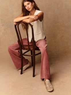 Rose - Pantalons Amples en velours côtelé doux