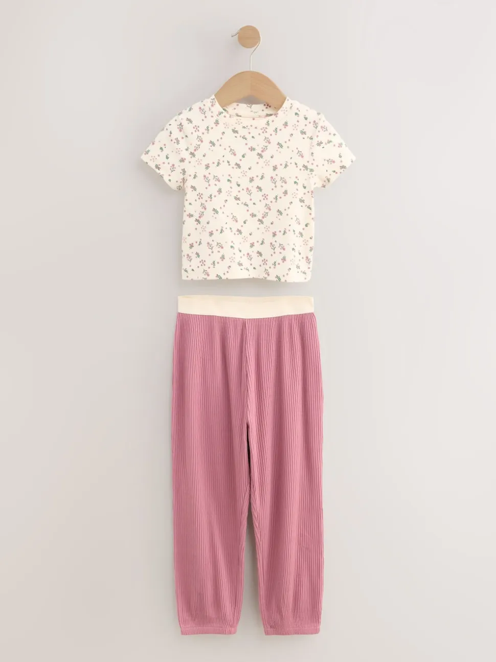 Rose à petites fleurs - Lot de 3Joggings pyjama (3-16ans)