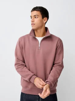Rose - Quart de zip - Sweat-shirt en jersey riche en coton