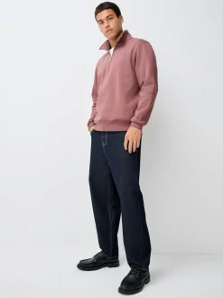 Rose - Quart de zip - Sweat-shirt en jersey riche en coton