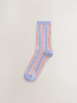 Rose à rayures multicolores - Paquet de chaussettes de cheville 4