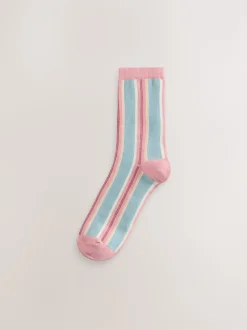 Rose à rayures multicolores - Paquet de chaussettes de cheville 4