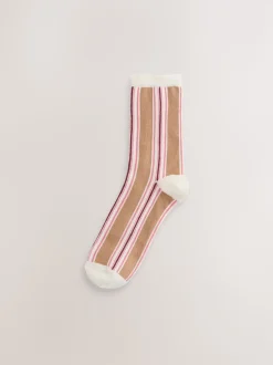 Rose à rayures multicolores - Paquet de chaussettes de cheville 4