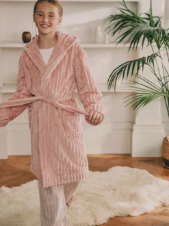 Rose - Robe de chambre en velours côtelé en polaire (5-16ans)