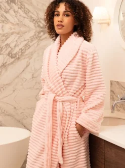Rose - Robe de chambre rayée en peau de phoque molletonnée Cyberjammies