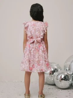 Rose - Robe de soirée à volants fleuris (3-16ans)