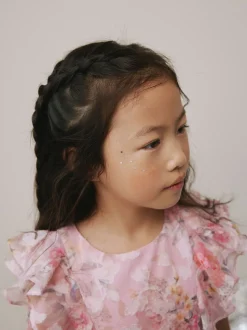 Rose - Robe de soirée à volants fleuris (3-16ans)