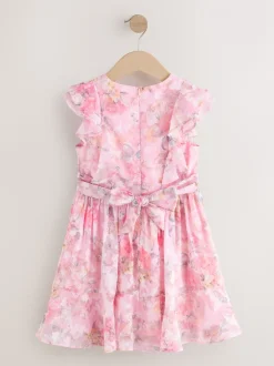 Rose - Robe de soirée à volants fleuris (3-16ans)