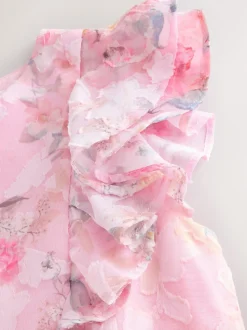Rose - Robe de soirée à volants fleuris (3-16ans)