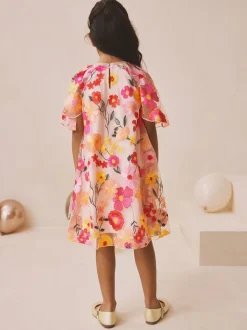 Rose - Robe d’occasion à fleurs brodée 3D (3-16ans)