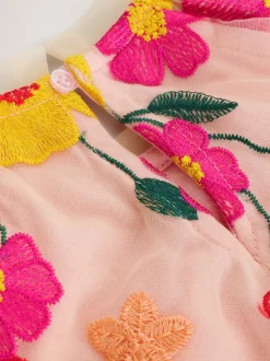 Rose - Robe d’occasion à fleurs brodée 3D (3-16ans)