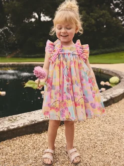 Rose - Robe en maille à épaules volantées (3mois7ans)