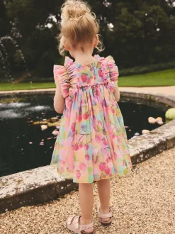Rose - Robe en maille à épaules volantées (3mois7ans)