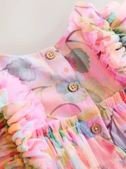 Rose - Robe en maille à épaules volantées (3mois7ans)