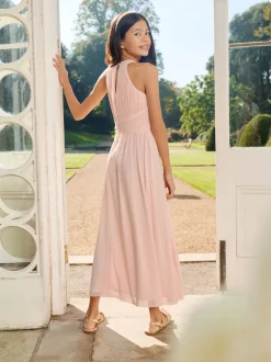 Rose - Robe Lipsy grande occasion plissée à dos nu (5-16ans)