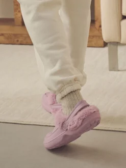 Rose - Sabots doublés de fausse fourrure chaussons femme