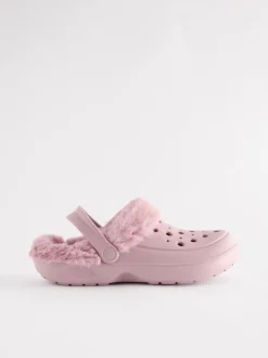 Rose - Sabots doublés de fausse fourrure chaussons femme