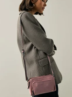 Rose - Sac à bandoulière en faux daim à double fermeture éclair