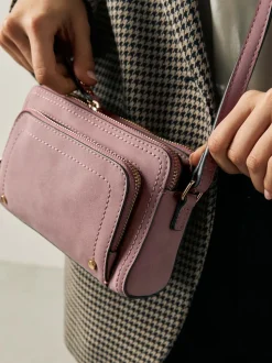 Rose - Sac à bandoulière en faux daim à double fermeture éclair