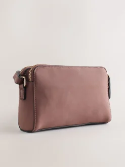 Rose - Sac à bandoulière en faux daim à double fermeture éclair